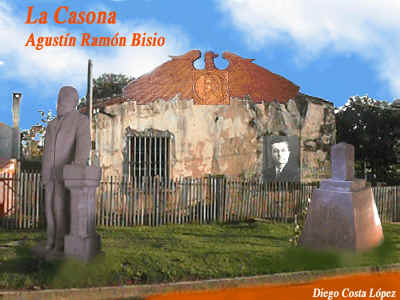 Foto Montage de Diego Costa Lpez - La Casona, las esculturas de Bisio en madera y piedra arenisca.